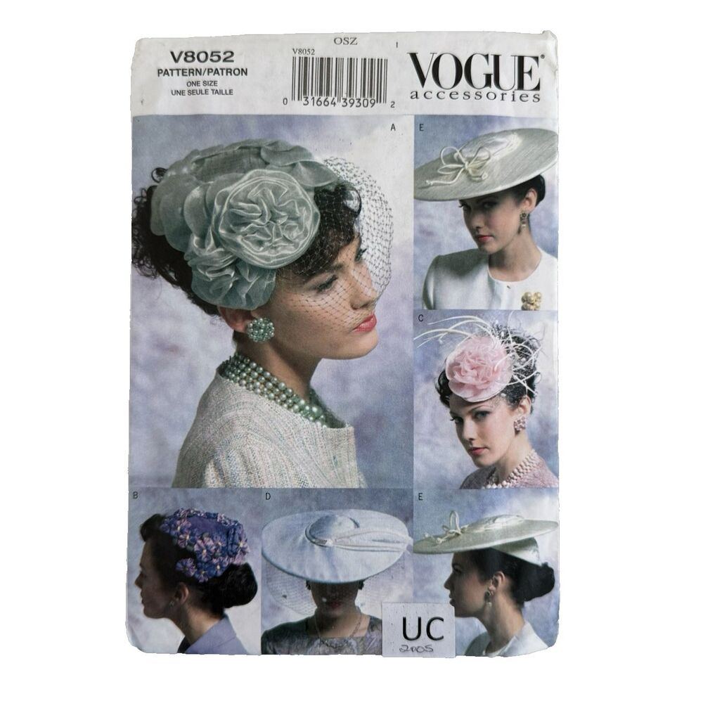 Vtg VOGUE ACCESSORIES 8052 Misses Vintage 1950s Hats Sewing Pattern 5 Styles UC